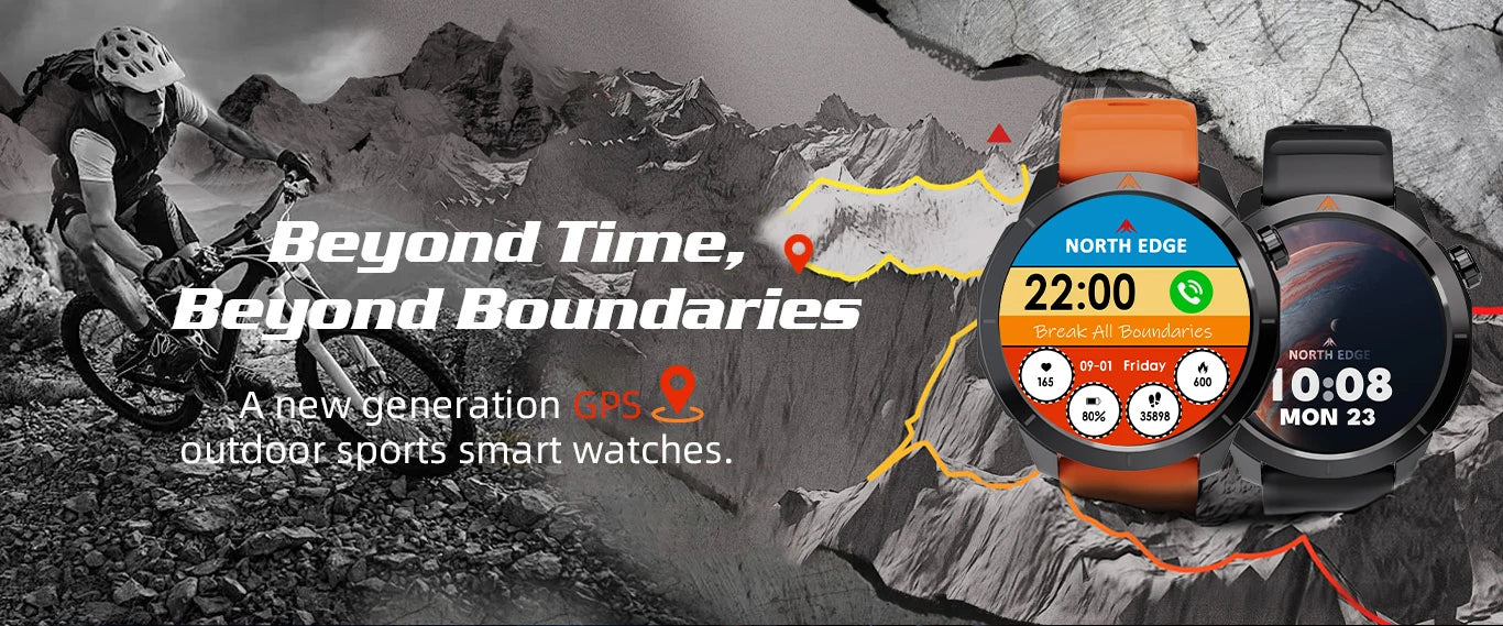 NORTH EDGE X-TREK 2 GPS Sports Smart Watch 1.43'' Amoled Screen 3ATM Waterproof AOD Smart Watch Bluetooth Call Altitude Compass