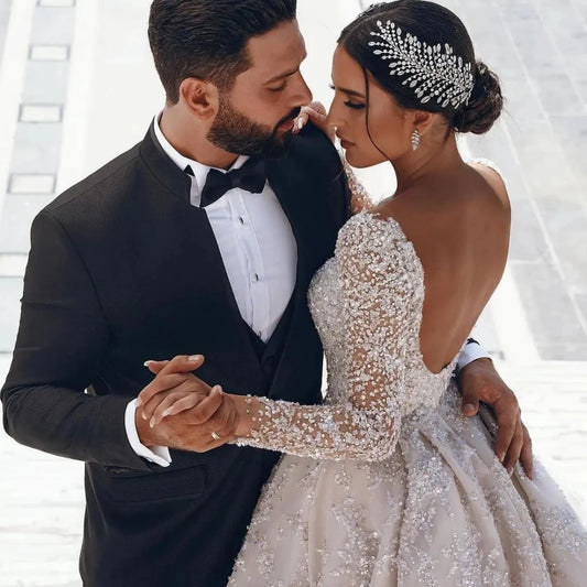 White Bridesmaid Dresses: Bride Dress Sparkly Sequins Wedding Gown Dubai Luxury