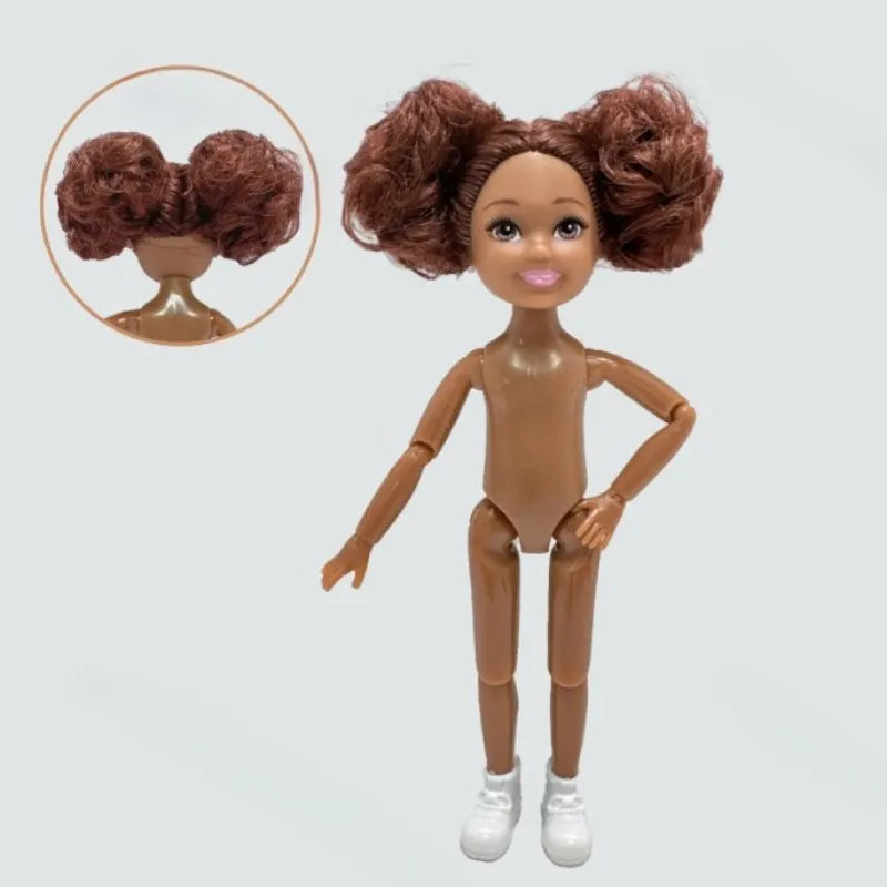 5-inch Little Doll Tan Skin 14.5cm Height Girl Dress Up Toy for Children Girls