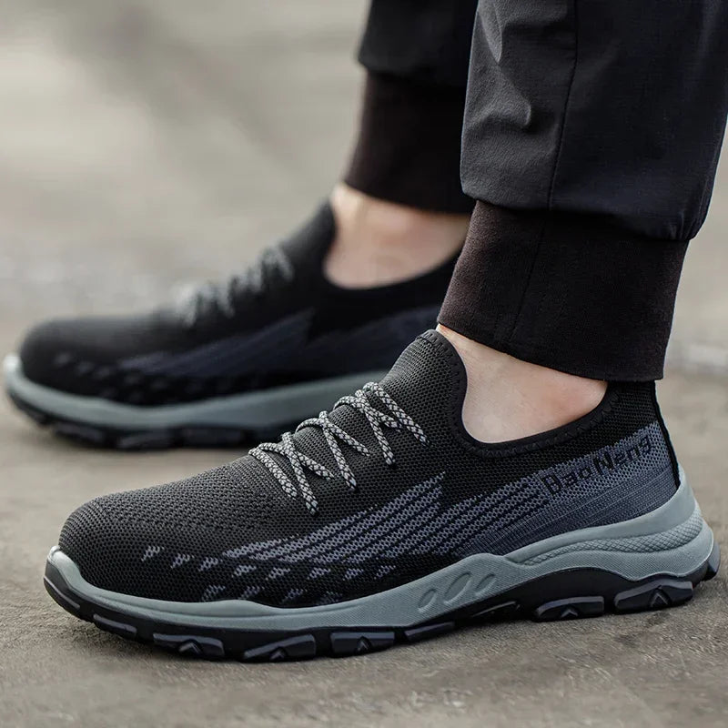 Men Steel Toe Safety Shoes Lightweight Indestructible Work Sneakers Durable Protective Boots for Construction Security Work