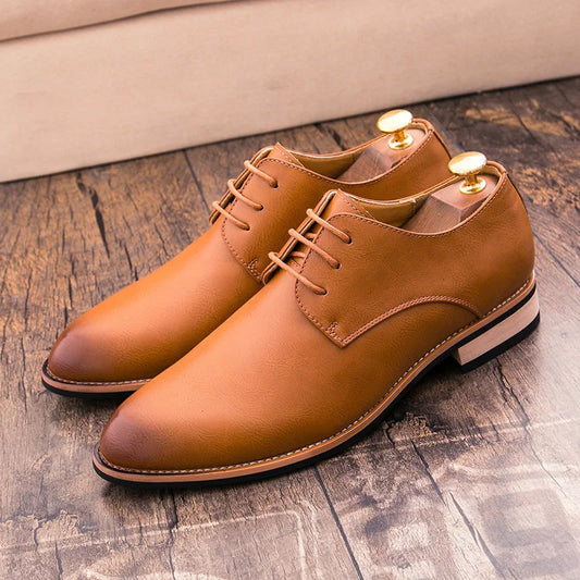 Classic Dress Shoes For Men Matt Lace Up Derbies Man Formal Leather Footwear For Business Career Social Shoe Male