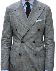 Fashion Grey Plaid Suits Men‘’s Wedding Groom Tuxedo Business Blazer Slim Fit