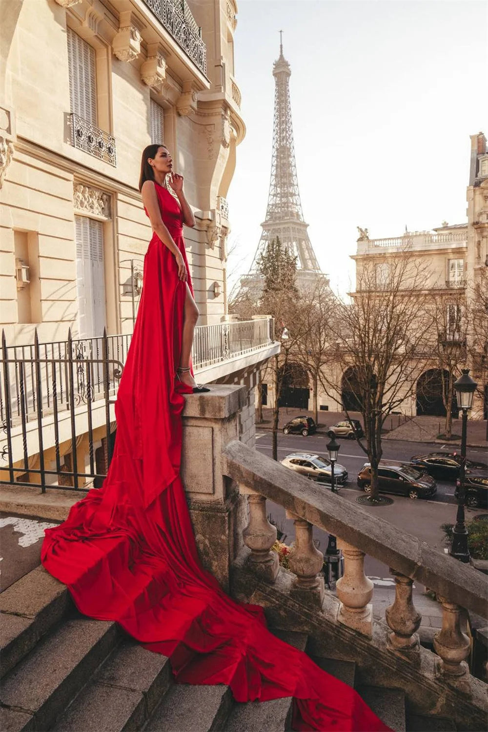 Formal attire Dresses: Halter Burgundy Evening Dress Long Train Prom Dress