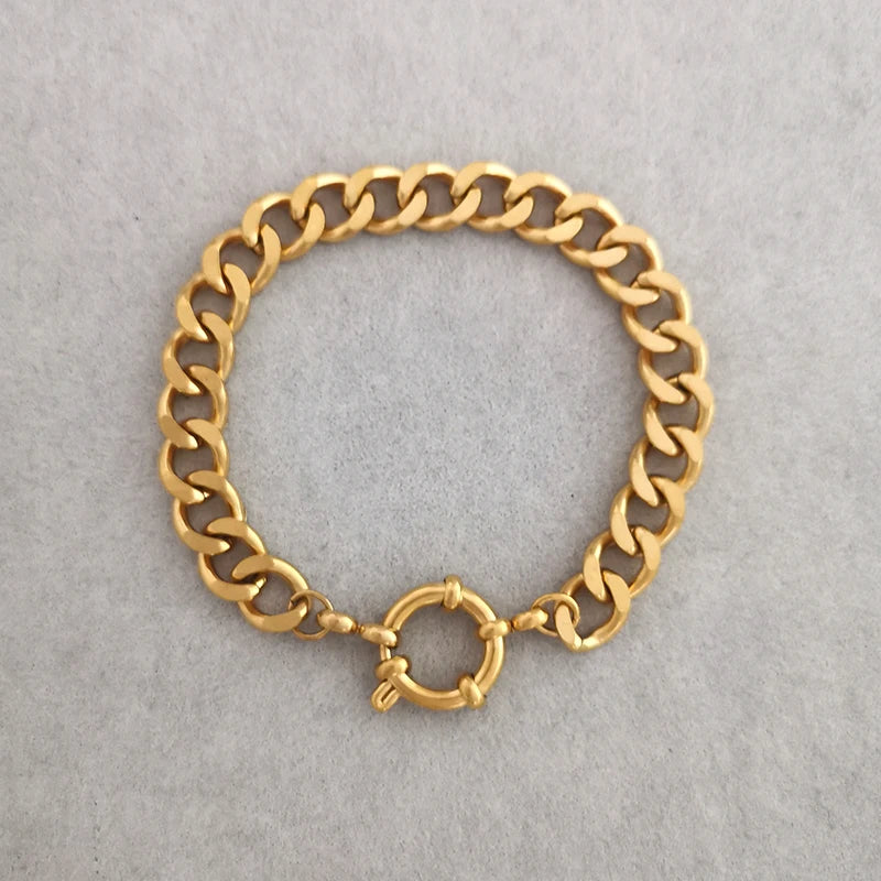 Anchor Clasp Necklace Women Men Choker Stainless Steel Geometric Link