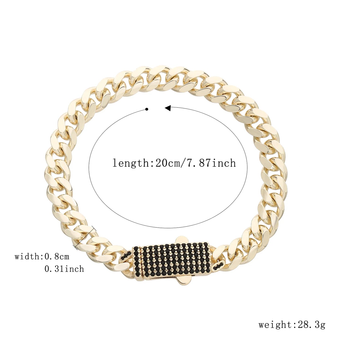 14K Monaco new chain for men and women, brass, cubic zirconia, fashionable Monaco bracelet for men and women