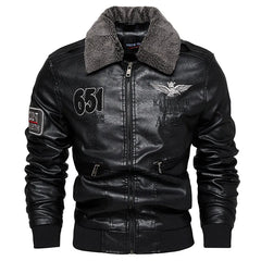 Men Autumn Jacket Bomber Biker Zipper Motorcycle Faux Fur Coat Male Fleece Pilot