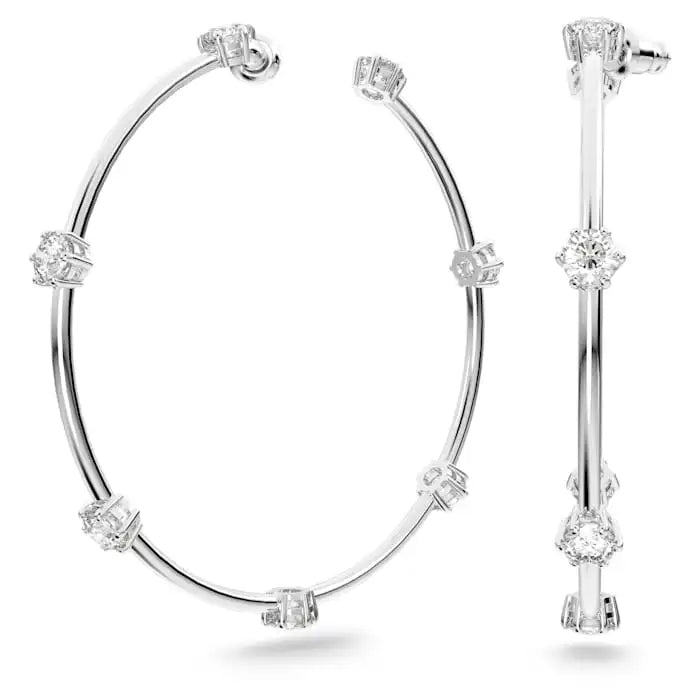 High Quality Charms Gift Fine Jewelry Sets Original Luxury Shiny Gold Silver Crystal Necklace Bracelet Large Hoop Earrings Women