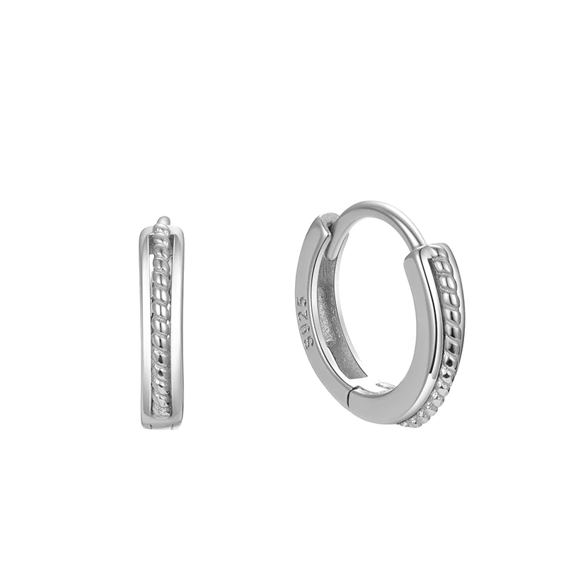 WANTME 925 Sterling Silver Simple Statement Gold Twist Huggies Ear Loops for Women Fashion Elegant Girl Hoop Earrings Jewelry
