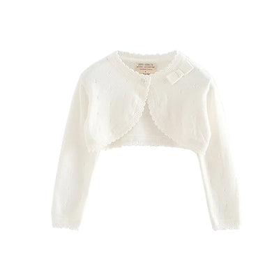 0-10yrs White Girls Cardigans Sweater Jacket Kids Girl Coat for 1 2 3 4 5 6 Years Old Outcoat Shawl Girls Clothing OKC195109