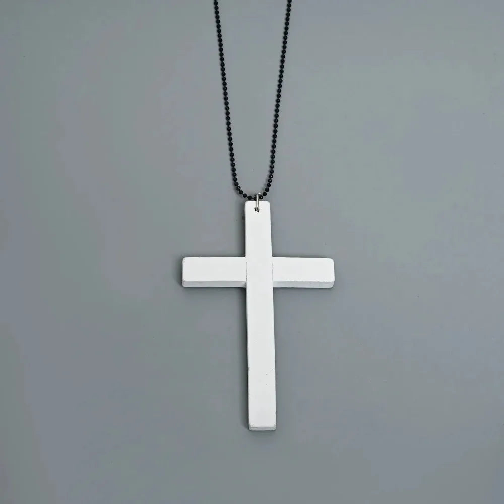 Fashion Punk Gothic Wood Cross Pendant Necklace for Women Men Halloween Vintage Black Hip Hop Y2K Accessories Party Jewelry Gift