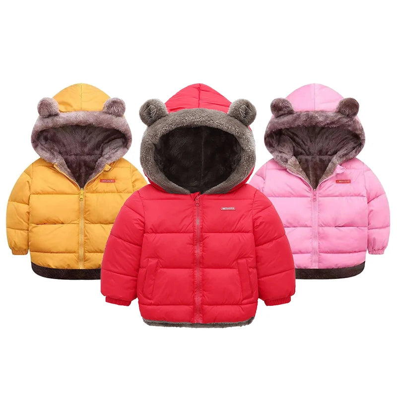 Autumn Winter Girls Jacket Cute Bear Ears Keep Warm Fashion Princess Hooded Coat