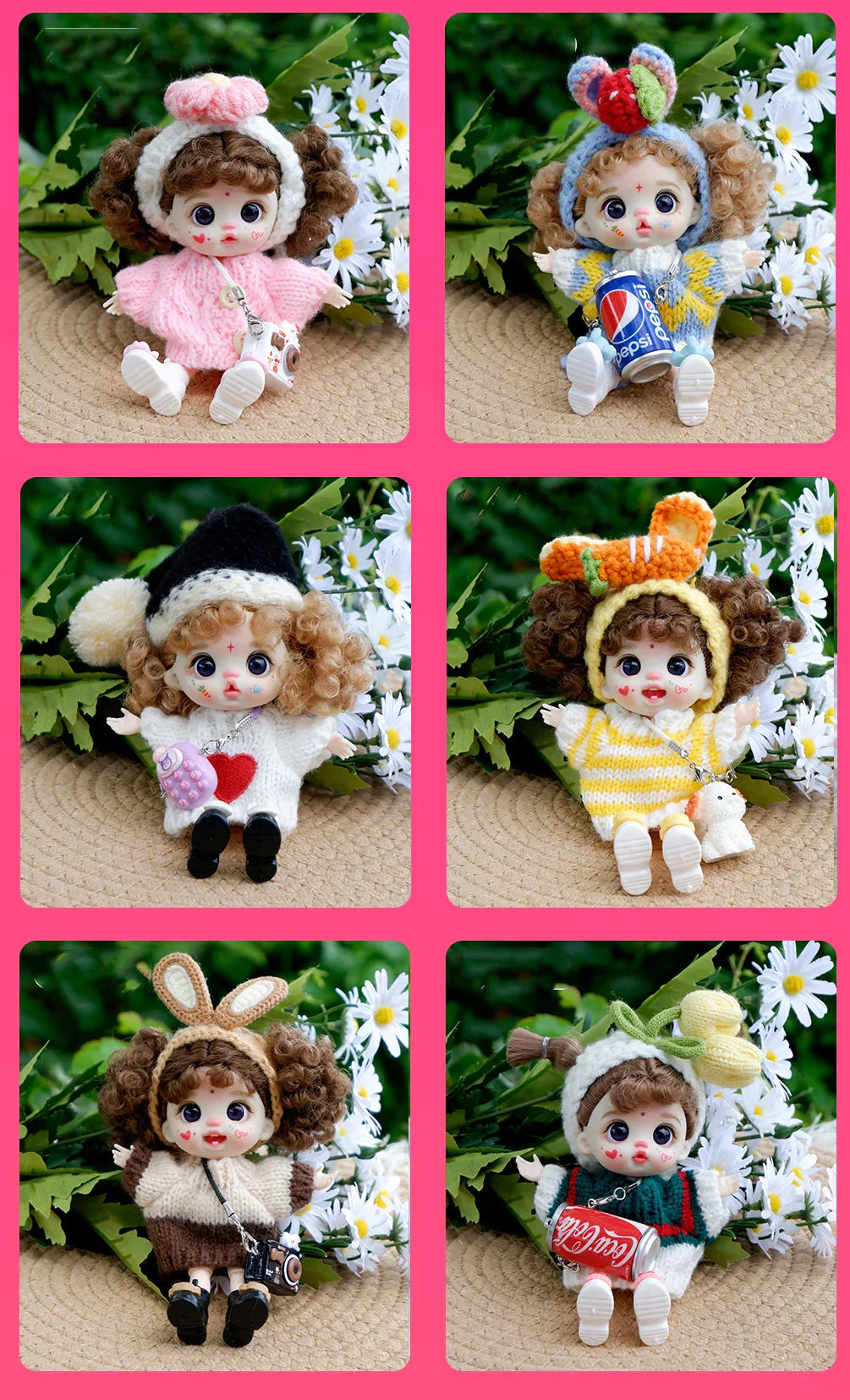 bjd doll Dolls for girls 13cm Labbu doll pocket mini blyth girl Doll Barbi Cry Baby Ball jointed doll Mobile phone Decoration