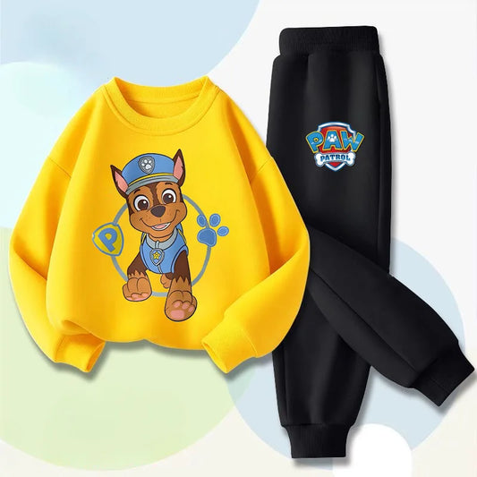 PAW Patrol Cartoon Printed Boys Hooides Sets Children's Long Sleeved Pullover Long Pant Two Piece Suit Kids Casual Sweatsuit