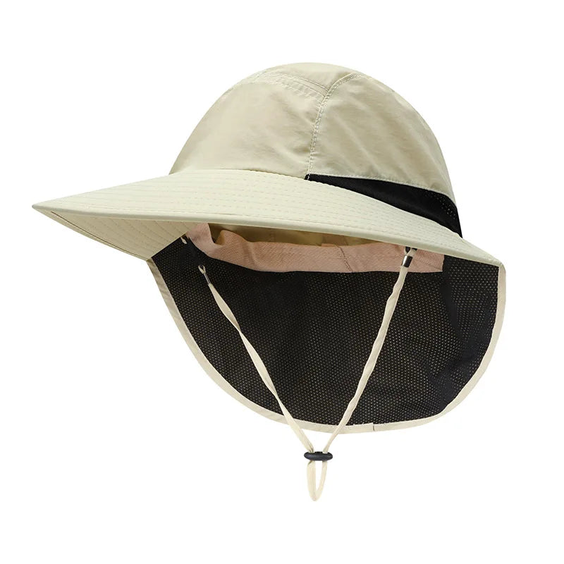 Outdoor Sun Hat for Women Youth Girls 50+ UPF Protection Safari Cap Wide Brim Fishing Hat with Neck Flap BeacH