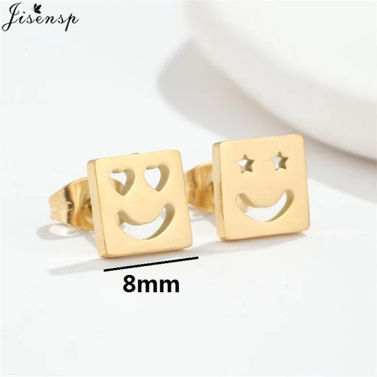 Mini Stainless Steel Earings Fashion Jewelry Cute Heart Music Leaf Bunny Sun Stud Earrings for Women Lion Ear Studs Pendientes