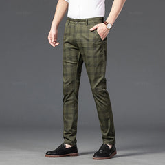 Trousers Fashion Business Classic Stripe Plaid Black Solid Color Trouser