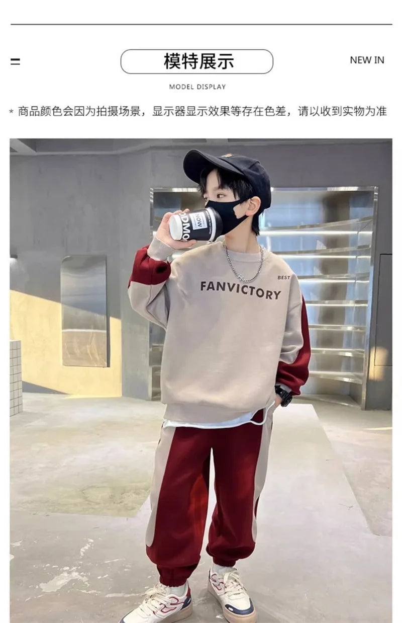 Boys Prints Letter Sets Children Spring Fashion Clothes Suits Kids Casual Sweatshirts+Pants 2Pcs Simplicity Autumn Outfits
