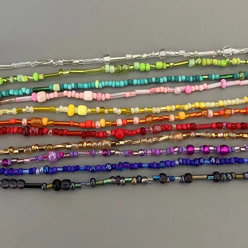 1 pc Irregualr Glasses Beads Choker Necklace for Women Fashion Trendy Popular Short Neck Jewelry Colorful Necklace  Wholesale