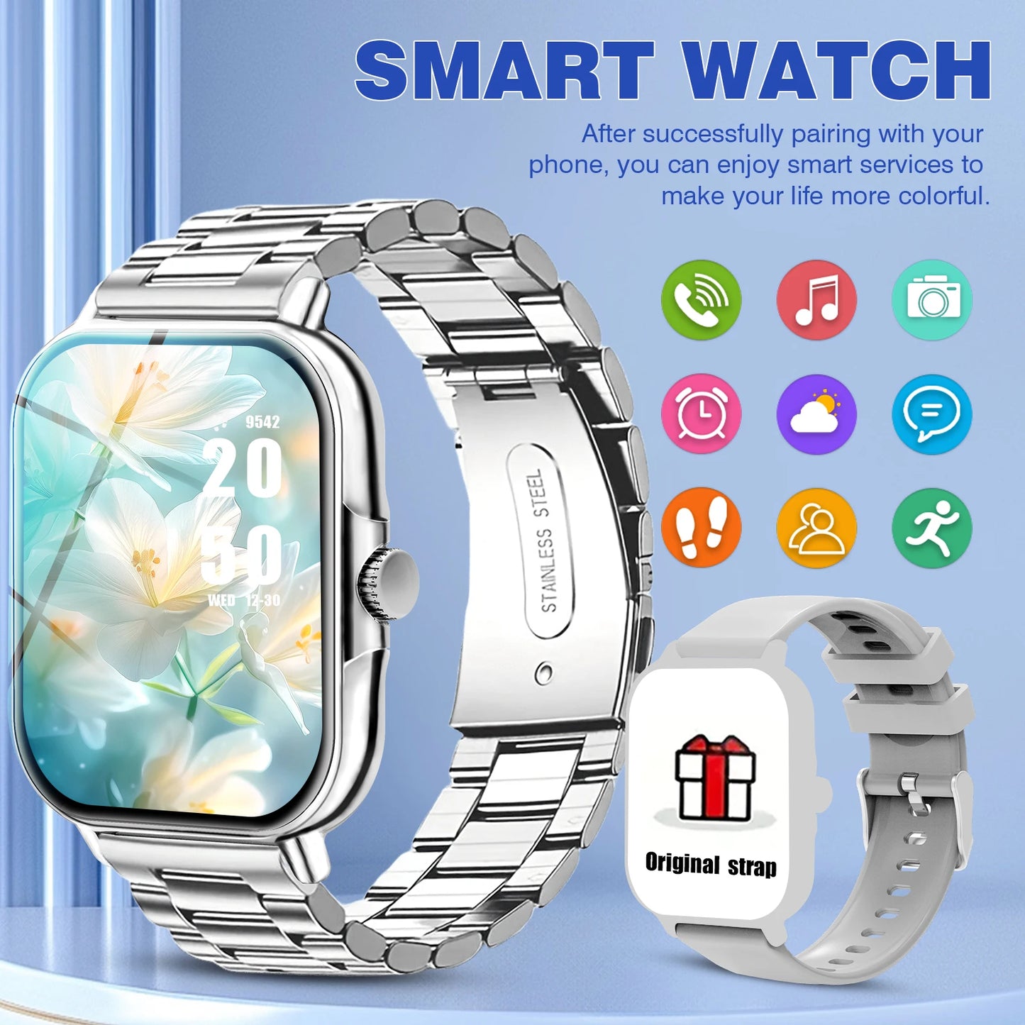 Outdoor sports smartwatch, wireless calling, information reminder, men's and women's multifunctional sports watch