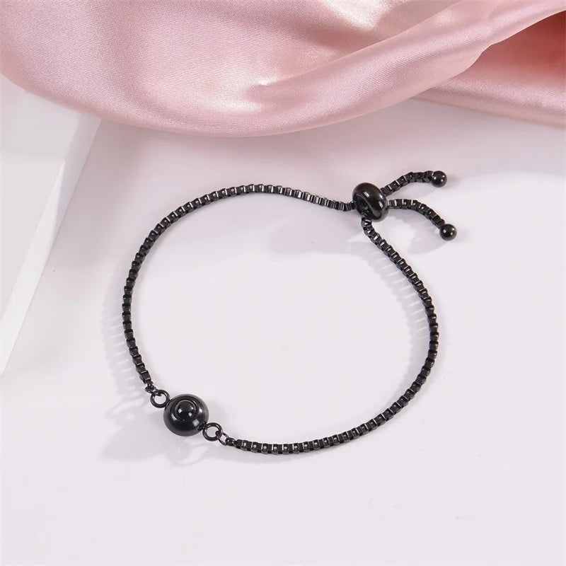 Custom Photo Bracelet Personalized Projection Bracelets with Picture Inside 100 Languages I Love You Stainless Steel Bracelet