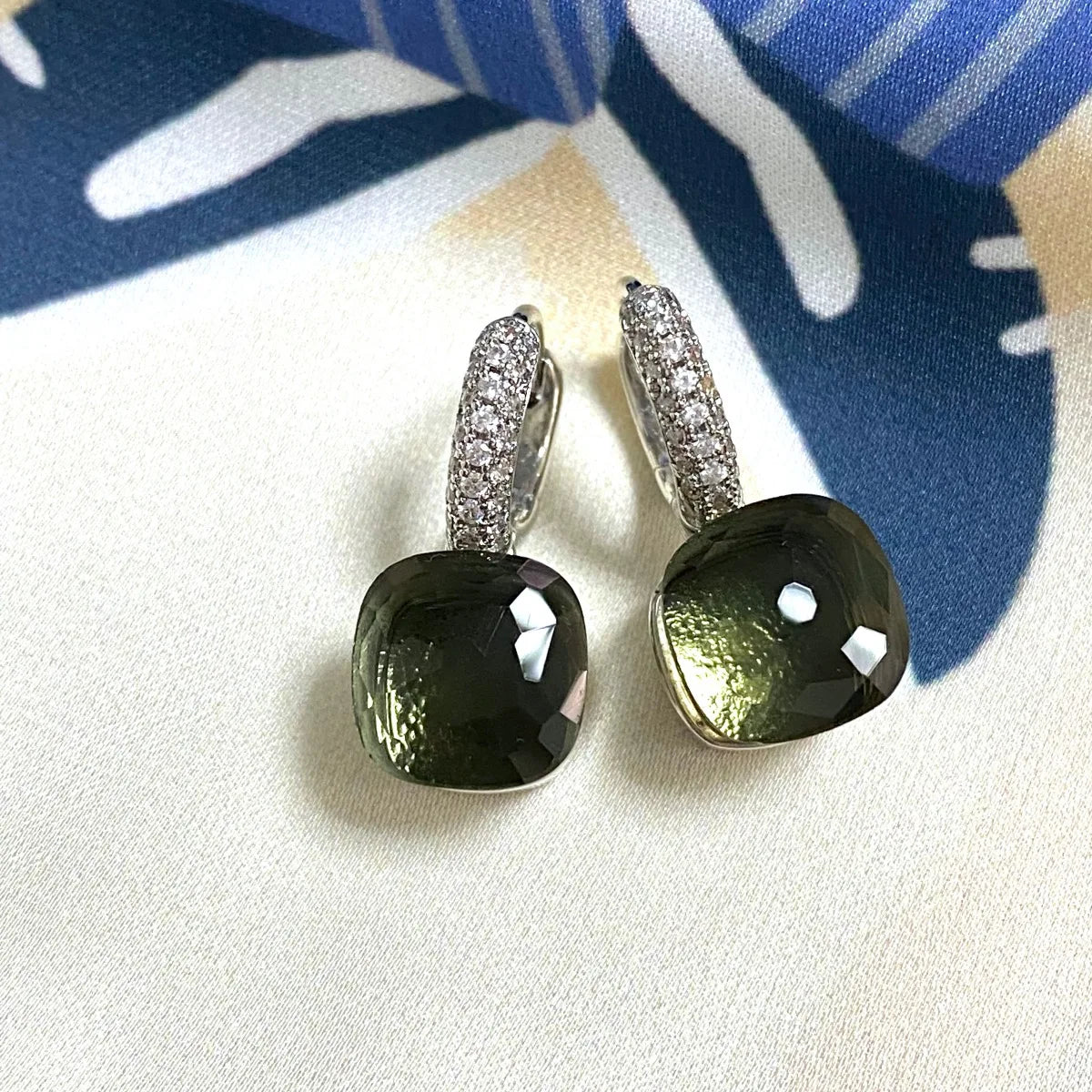Classic Candy Color Earrings Inlay Transparent Zircon 27Colors Crystal Earrings Platinum Plated Fashion Jewelry For Women