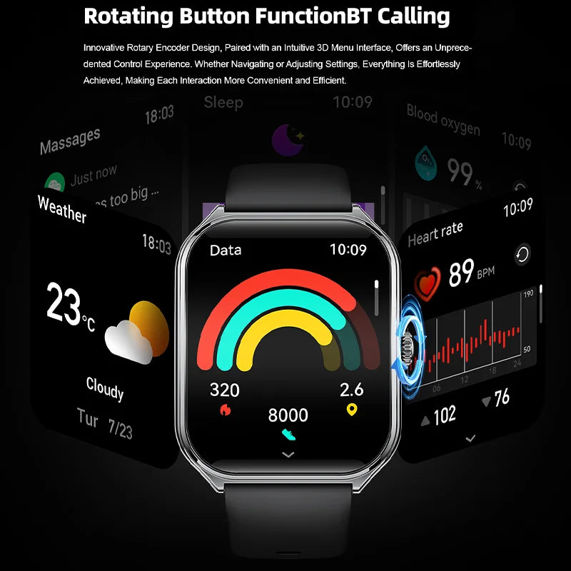New Ultra Thin Smart Watch men 1.96" AMOLED 360*360 HD Pixel Display Always Show Time Call Reminder Smartwatch Ladies For huawei