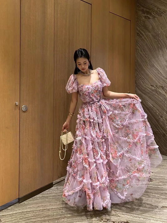Evening wear Dresses: Sweet Patchwork Mesh Dress For Women