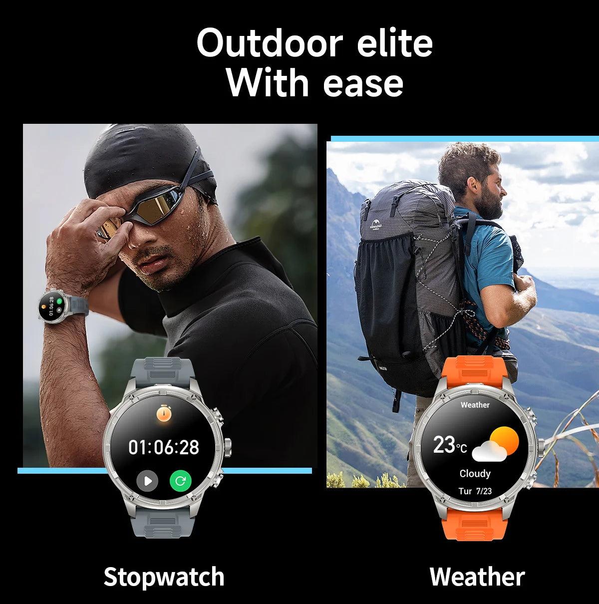 New T-Rex3 710mAh Large Battery Durable Adult Smart Watch 1.85-inch GPS trackr Compass 3ATM Waterproof BT Call Sports Smartwat