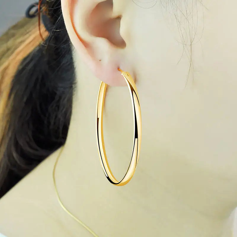 Senlissi - 925 Sterling Silver Hoop Earrings For Women 18K Gold Plated Jewelry Dazzling Women's Hoops Earrings Christmas Gifts