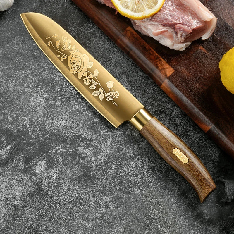 Commercial Gold Kitchen Knives Complete - Special vegetable, meat, and bone knives