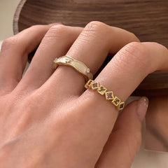 Fashion Silver Gold Color Double Enamel White Irregular Punk Open Finger Ring