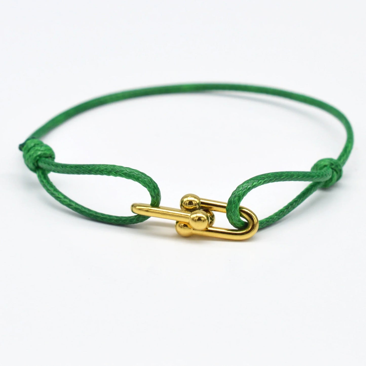 Simple Bamboo Horseshoe Buckle Bracelet Braided Ribbon Adjustable DIY Rope Bracelets Women Men Stainless Steel Jewelry