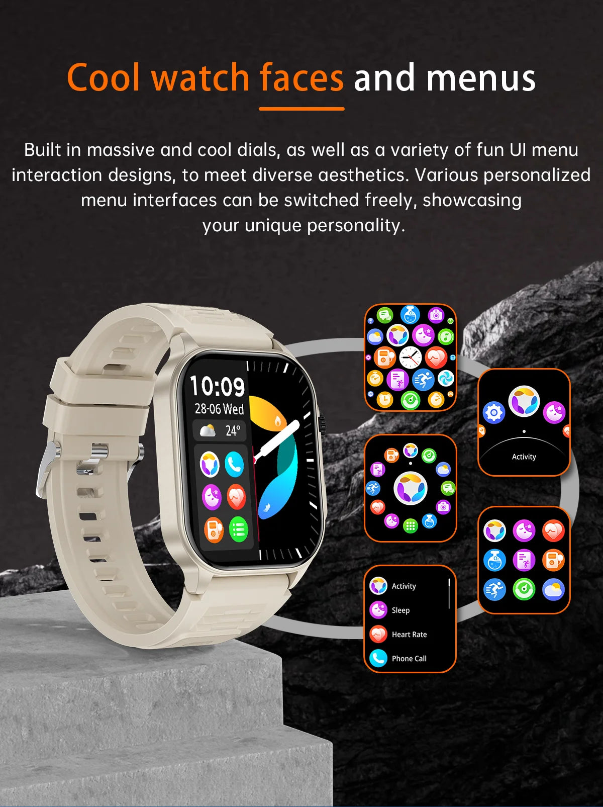 LIGE New Smart Watch LED Flashlight Military Sport Watches 2.01'' Screen Health Monitor Bluetooth Call Waterproof Smartwatch Men