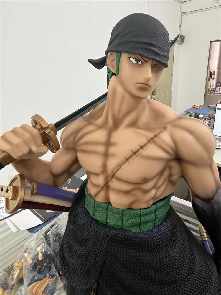 One Piece Anime Large 50cm Five-Headed Eagle Carrying Knife Domineering Zoro Collectible Statue Model Figure Ornament Gifts