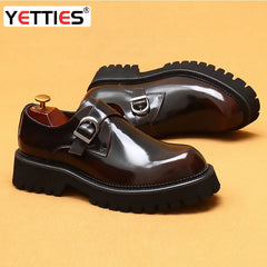 British casual leather shoes genuine leather formal business men shoes thick soled