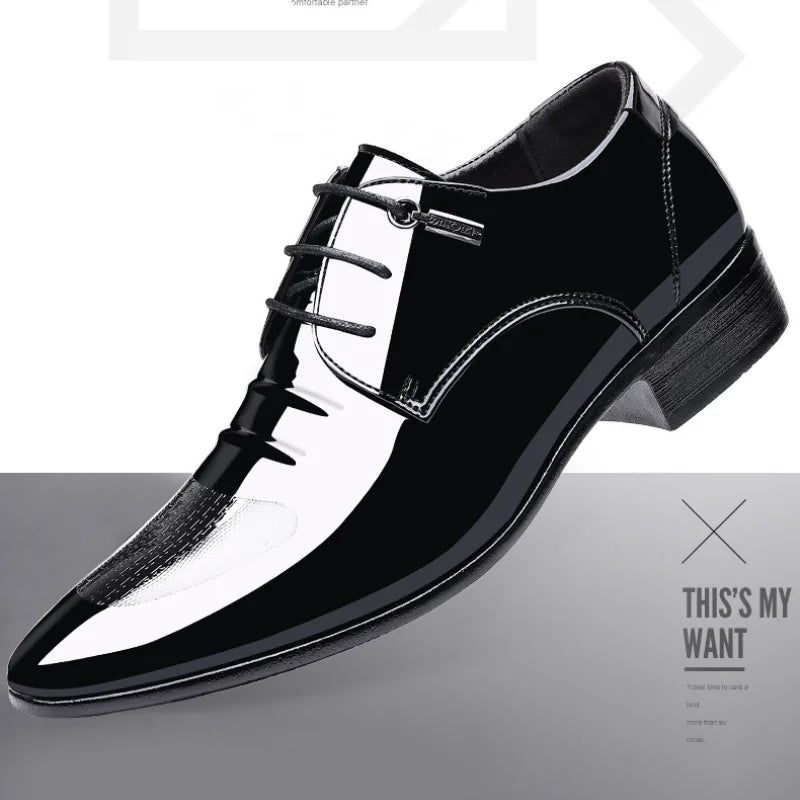 Luxury Business Oxford Leather Shoes Men Breathable Patent Leather Formal Shoes Plus Size Man Office Wedding Flats Male Black