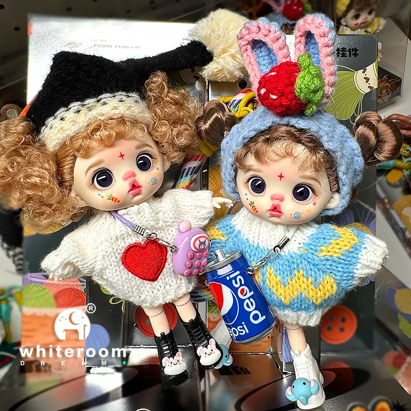 bjd doll Dolls for girls 13cm Labbu doll pocket mini blyth girl Doll Barbi Cry Baby Ball jointed doll Mobile phone Decoration