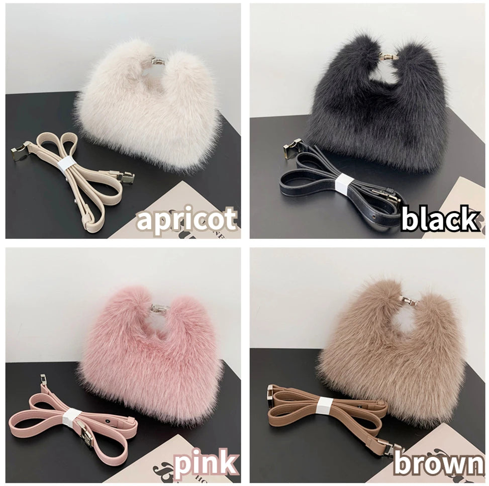 Ladies Shoulder Bags Soft Plush Female Evening Clutch Purse Handbags