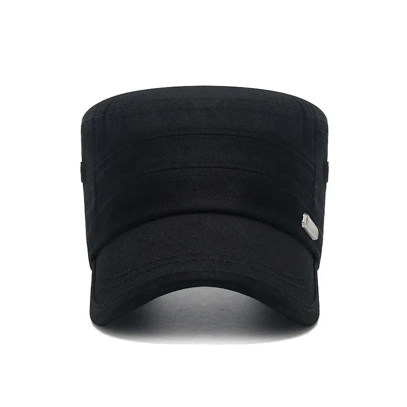 Spring and Summer Simple Cotton Adjustable Cadet Flat Cap Sun Hat Trucker Caps Dad Hats