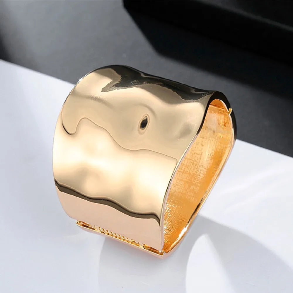 Punk Minimalist Alloy Matte Cuff Bangles For Women Statement Irregularly Wide Big Bangles Bracelet Party Fashion Jewelry Gifts