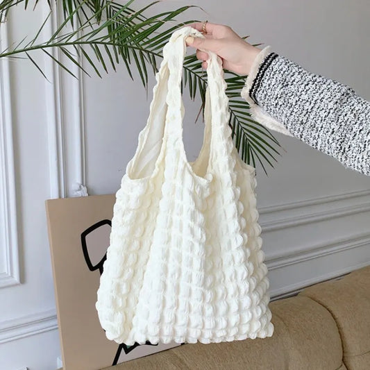 Summer Pleated Bubble Cloud Women Shoulder Bag Vintage Candy Color