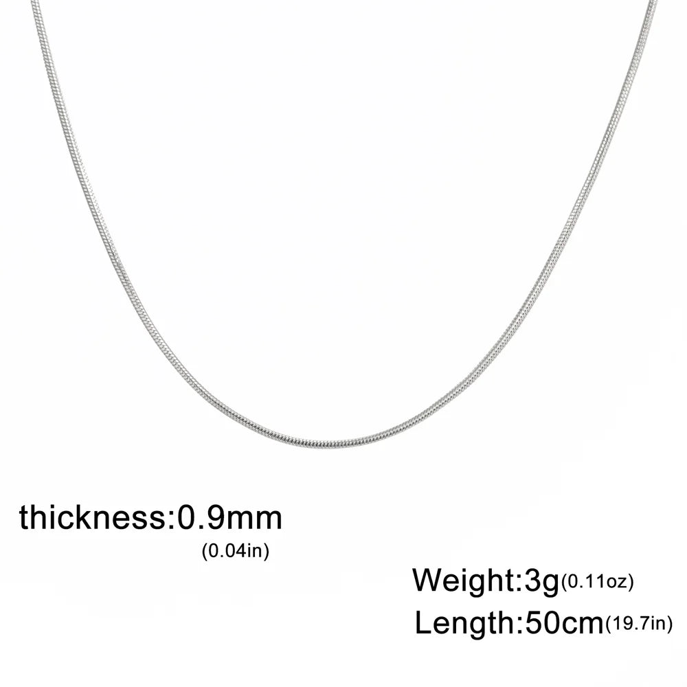 My Shape Round Snake Chain Necklace for Women Men Stainless Steel Link Chain 0.9mm 1.2mm 2mm Chains Choker Fashion Jewelry Gifts