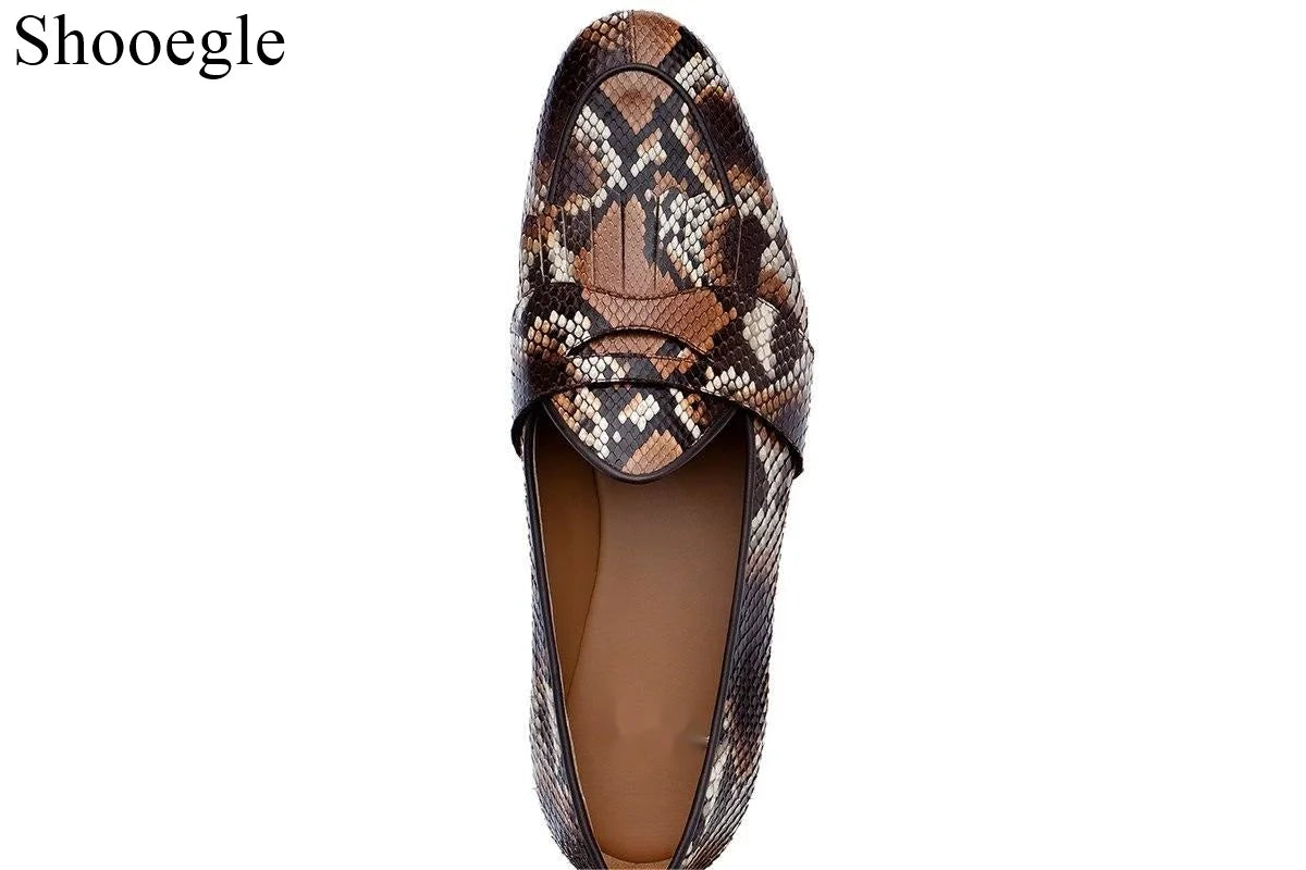 Luxury Men Oxford Shoes Snake Skin Prints Classic Style Dress Leather Shoes Coffee Black Lace Up Round Toe Formal Shoes Men