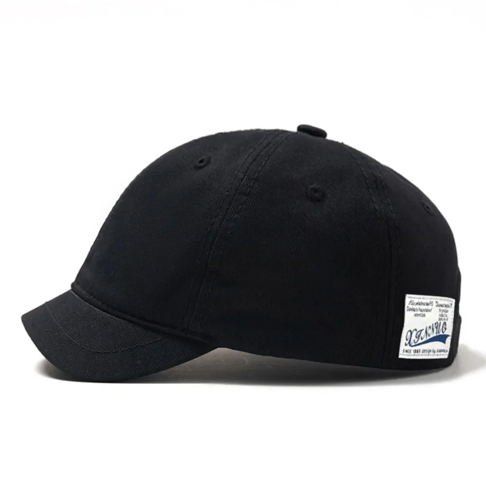 Trucker Style Short Brim Baseball Cap Adjustable Cotton Sunscreen Hat Nylon Fastener Tape Dad Hat Men Women