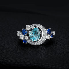 JewelryPalace Moon Star 6.8ct Genuine Sky Blue Topaz Created Sapphire