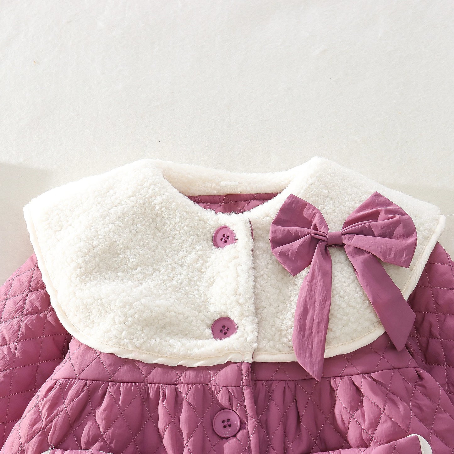 Winter Girls Cotton Clothes Korean Edition Children's Wear Bow Decoration
