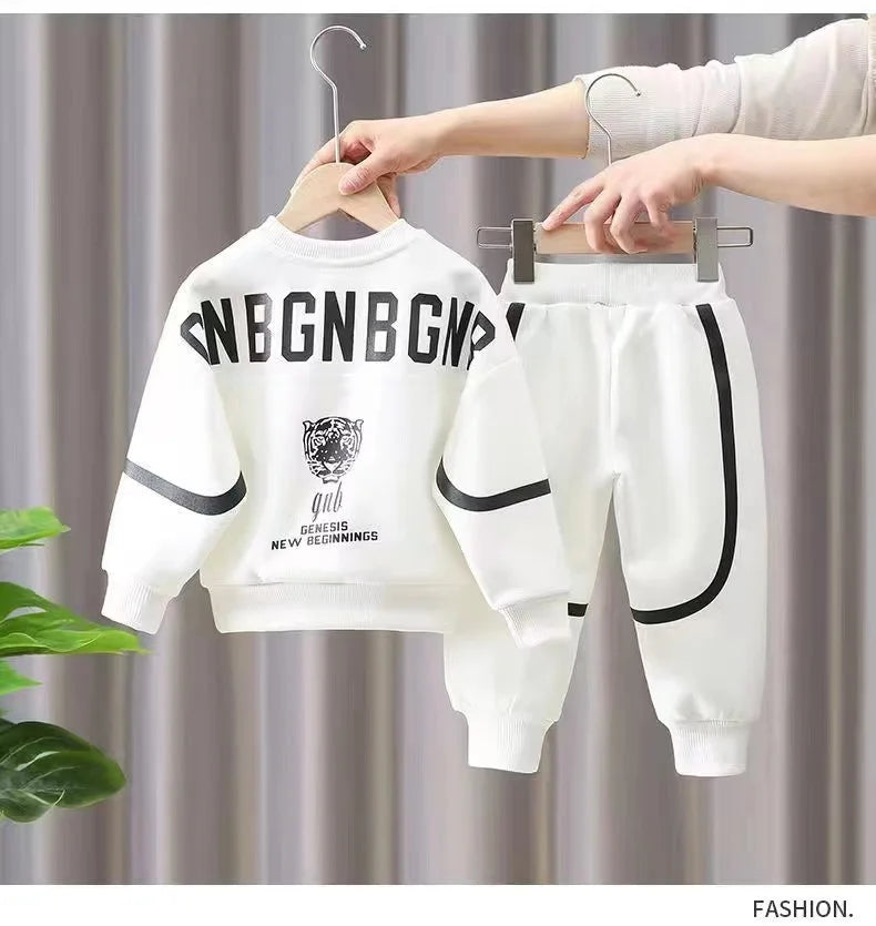 Spring Autumn Boys Clothing Set 2024 New Children's Baby Top and Pants Two Piece Boys Long Sleeve Sweater Set Kids Clothes Suit