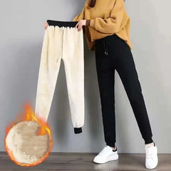 Winter Thicken Plush Pants for Women Casual Solid Color Warm Sweatpants