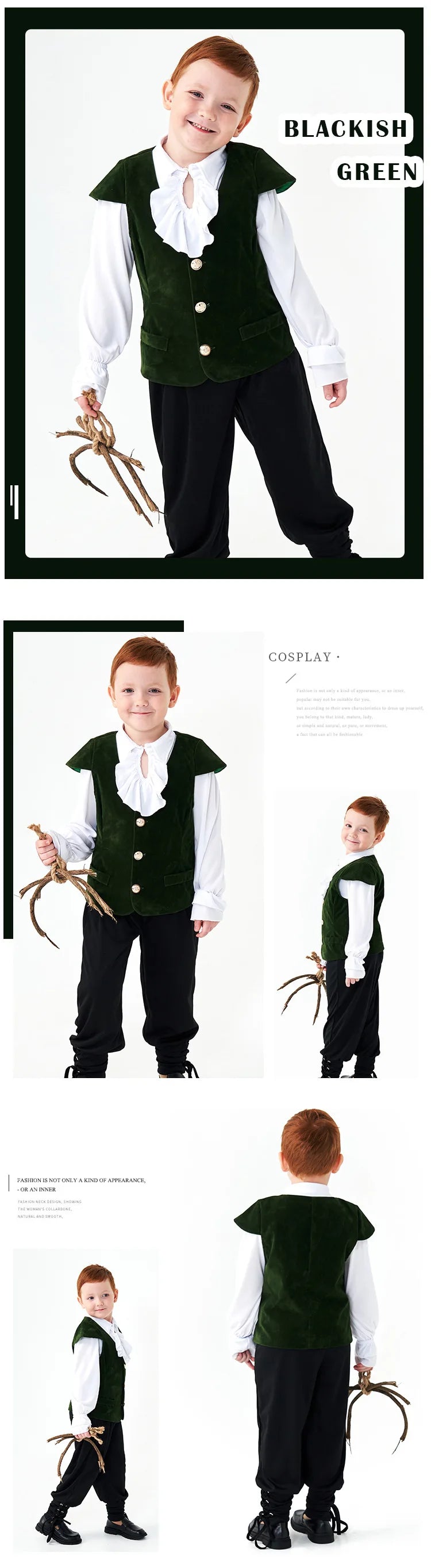 Boys Vampire Medieval Pirate Knight 3Pcs Sets Ruffles Shirt Vest Pants Halloween Stage Performance Outfits Carnival Fantasy Sets