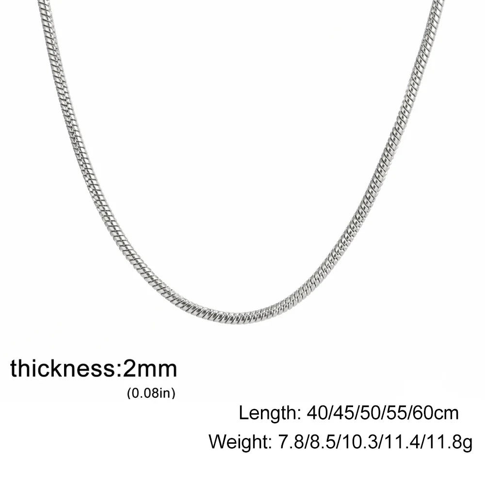 Skyrim Stainless Steel Gold Color Round Snake Chain Necklace Women Men Long Neck Chains Trendy Punk Jewelry Gift Wholesale